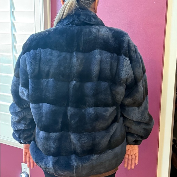 Luxurious Blue Rabbit Fur Jacket - Picture 1 of 4